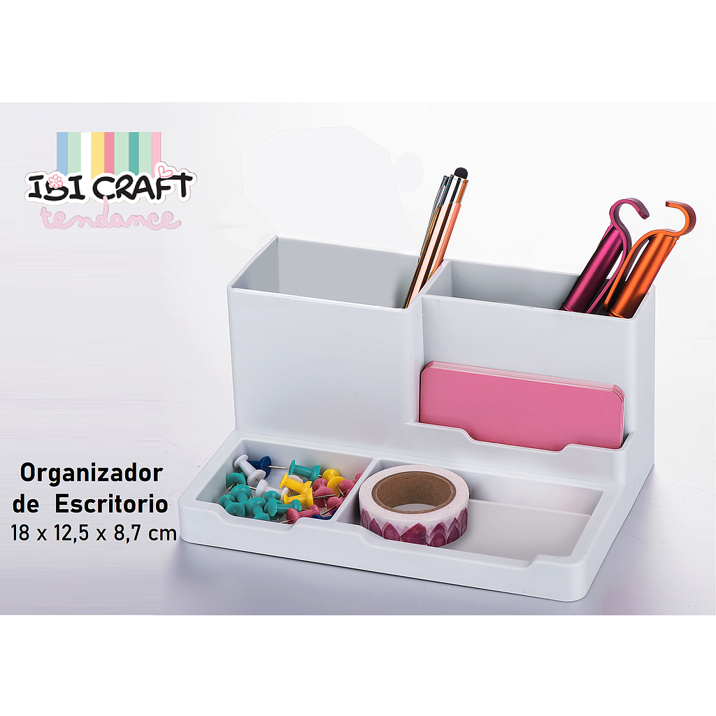 9ORGANIZADOR PLÁSTICO DE ESCRITORIO IBI CRAFT TENDANCE, BLANCO