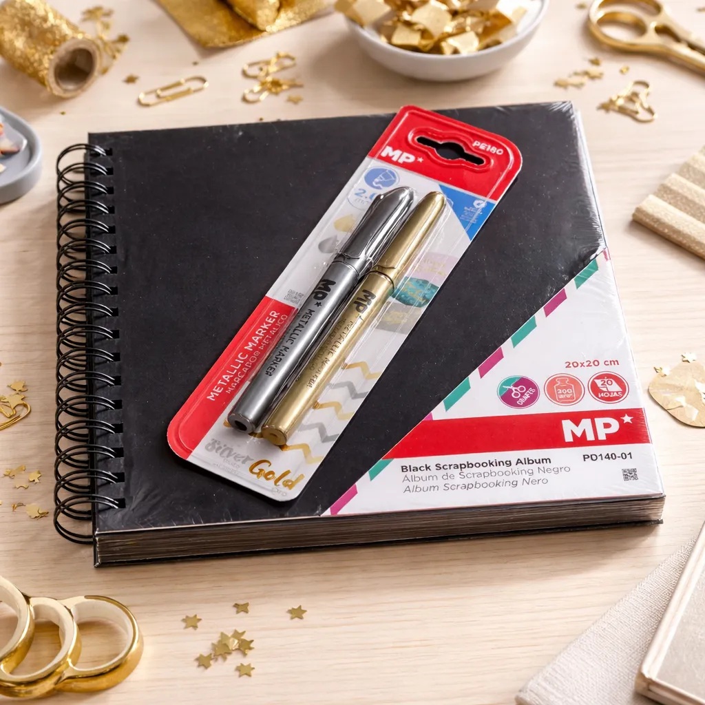 Álbum Scrapbooking + Marcadores Metálicos