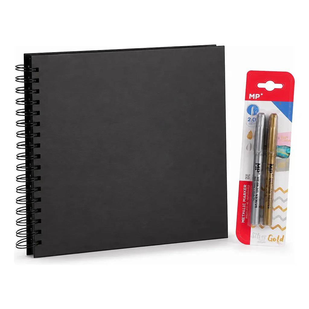 Álbum Scrapbooking + Marcadores Metálicos