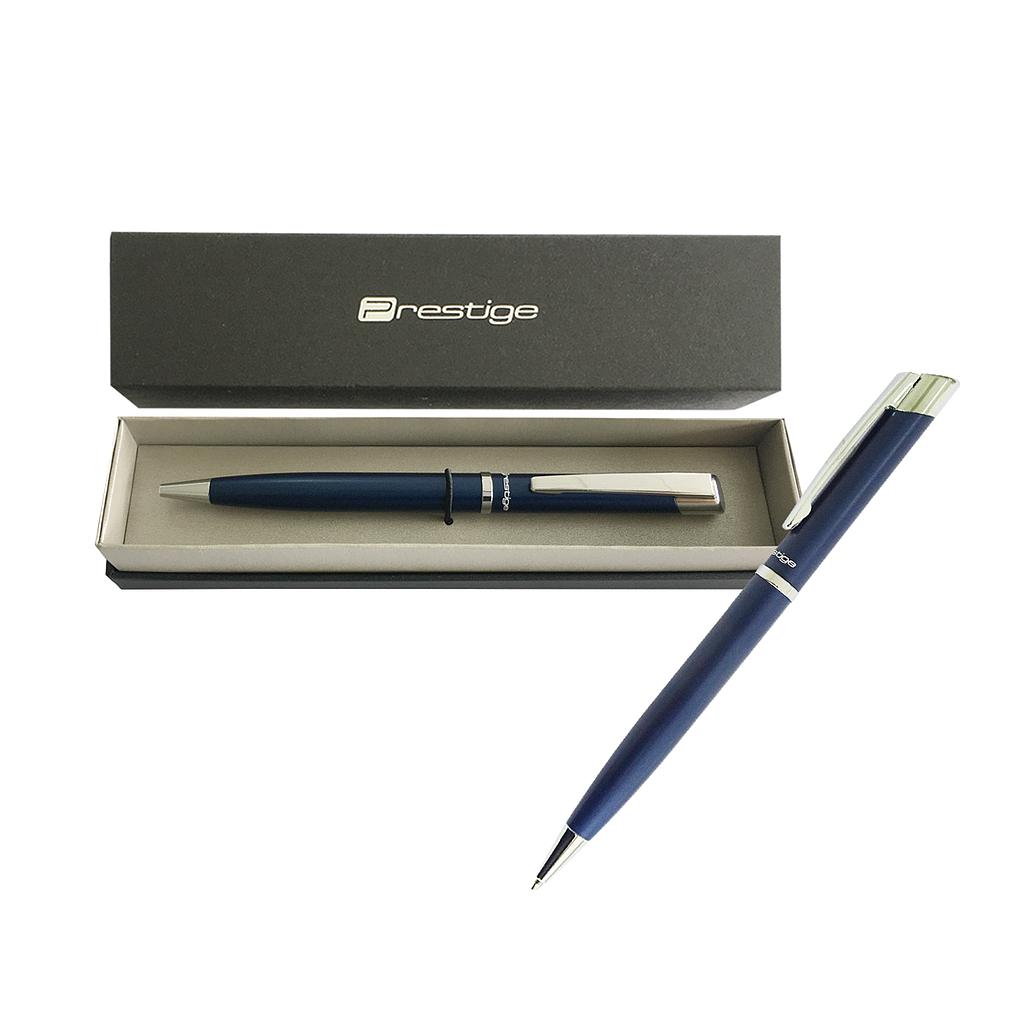 BOLÍGRAFO PRESTIGE, CUERPO AZUL, PUNTA RETRÁCTIL EN ESTUCHE
