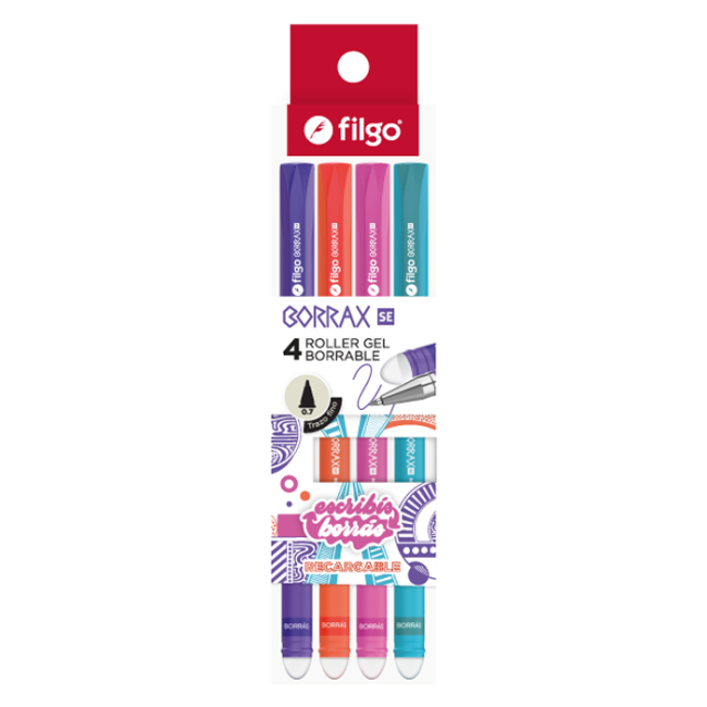 Boligrafo Borrable Brillante x4 Filgo