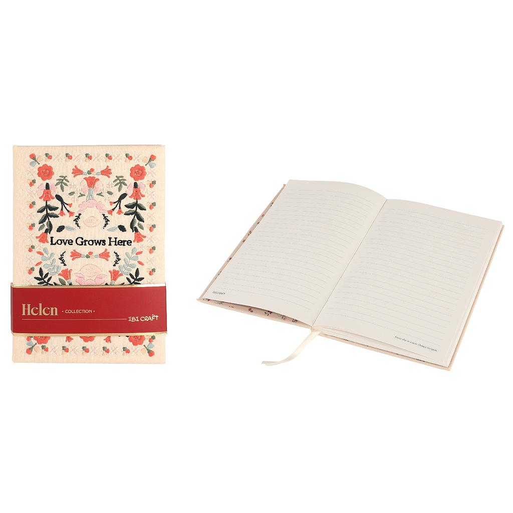 CUADERNO RAYADO IBI CRAFT, TAPA BORDADA, A5, 80 H., HELEN COLLECTION