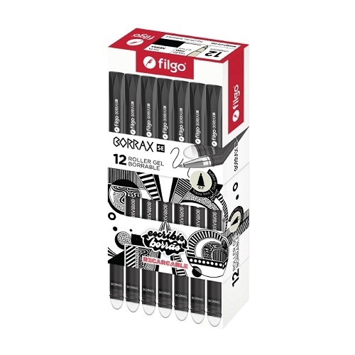 Boligrafo roller gel borrable Filgo borrax se - caja 12 Negro