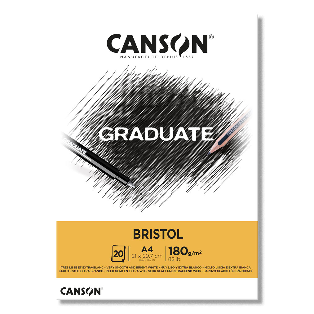 BLOC CANSON GRADUATE, BRISTOL, A4, 20H., 180GRS.