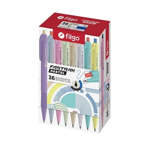 bolígrafo retráctil Filgo fastrack 1.0 pastel - caja 36