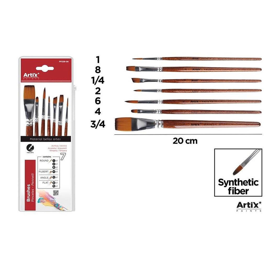 Pincel sintetico profesional 7 unidades artix