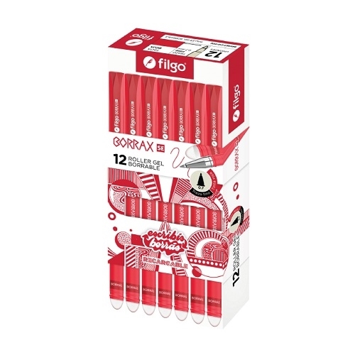 Boligrafo roller gel borrable Filgo borrax se - caja 12 rojo