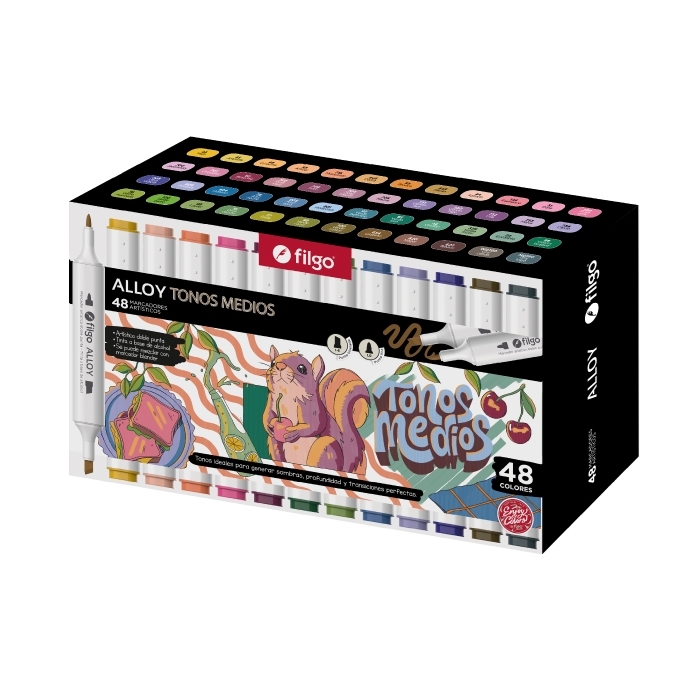 Filgo marcador artistico alloy estuche 48 tonos medios