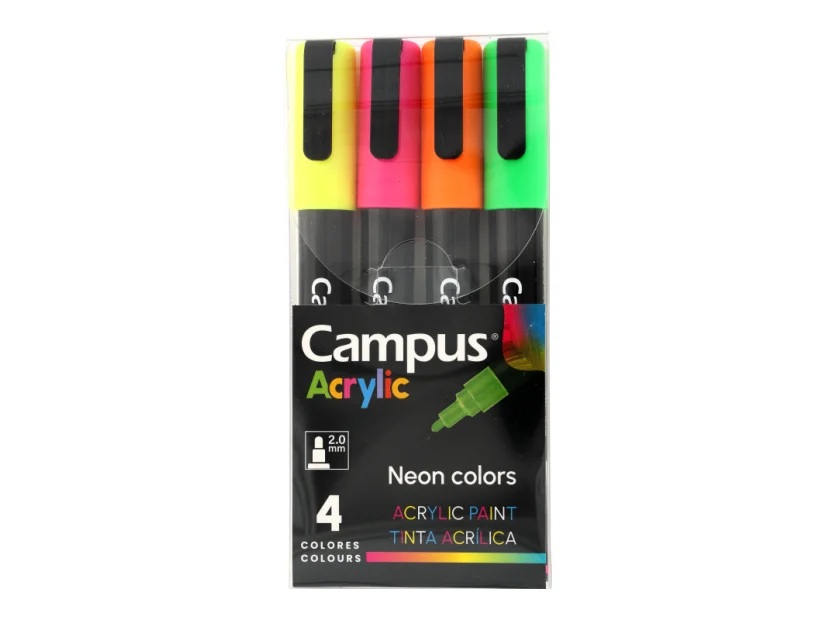 Marcadores neón punta cónica Campus Acrylic 4 unidades