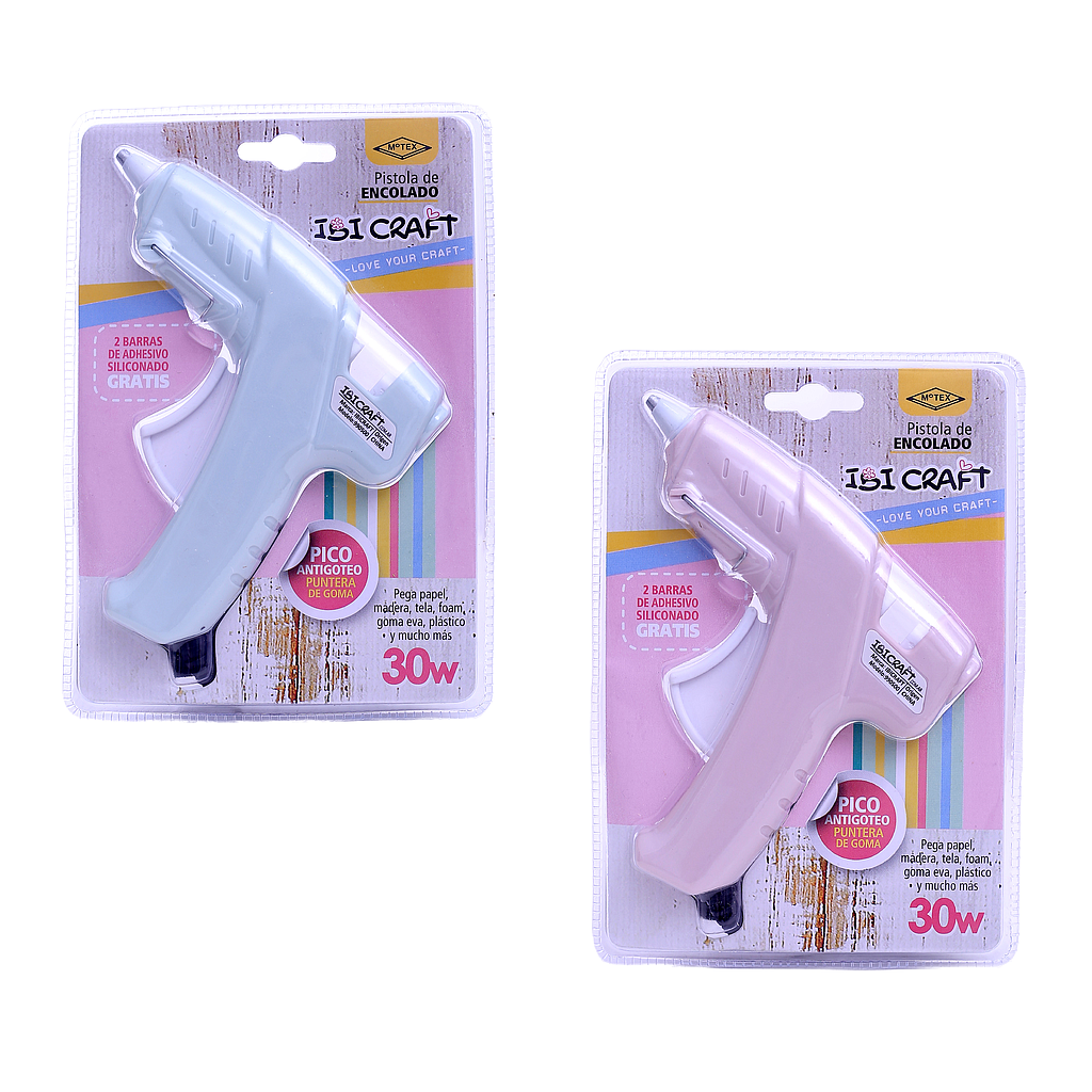 PISTOLA PARA SILICONA IBI CRAFT, 30W (INCL.2 BARRAS) ROSADA