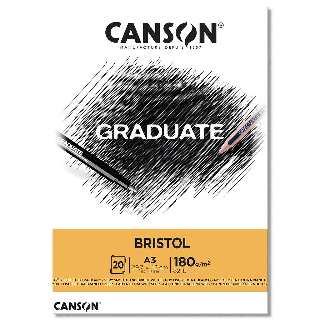 BLOC CANSON GRADUATE, BRISTOL, A3, 20H., 180GRS.