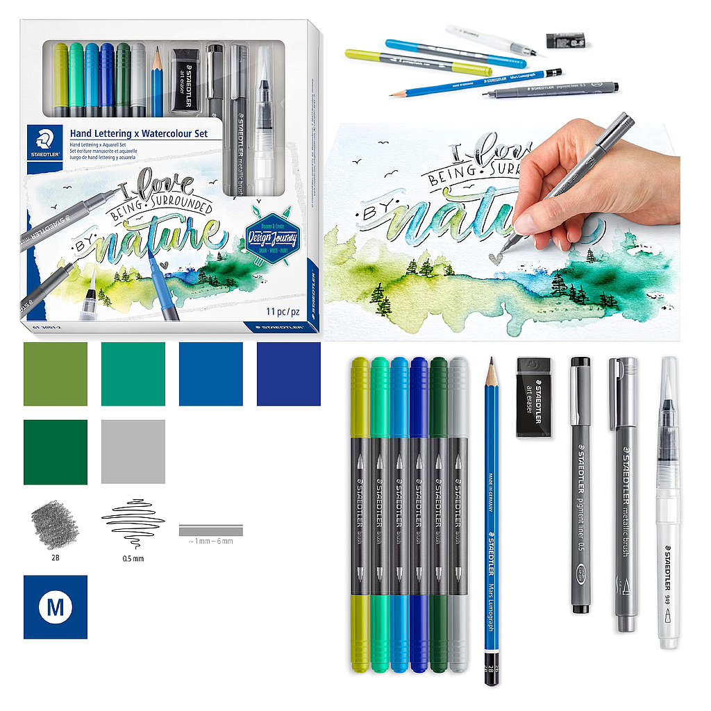 SET STAEDTLER LETTERING ACUARELA, 11 PIEZAS