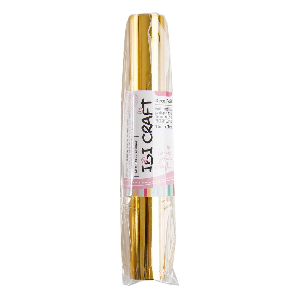 ROLLO DE PAPEL TERMOTRANSFERIBLE "FOIL PAPER", IBI CRAFT 15cm*3m - ORO