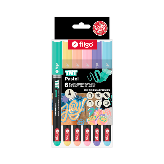 Marcador TNT Pincel Pastel x6 Filgo