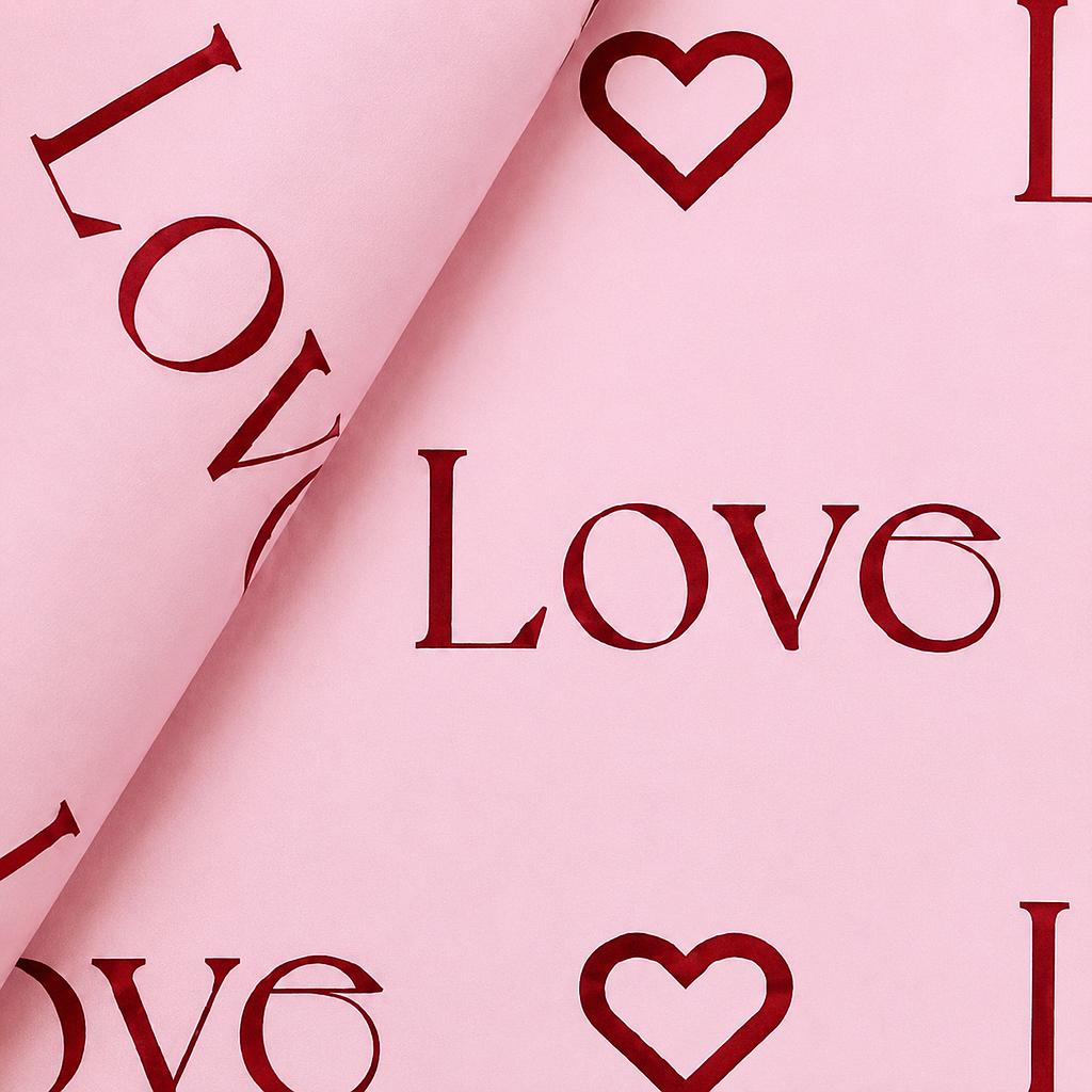PAQUETE CON 20 PLIEGOS DE PAPEL COREANO IBI CRAFT, 57x57cm, 50µm, ROSADO CLARO + ROJO (LOVE)