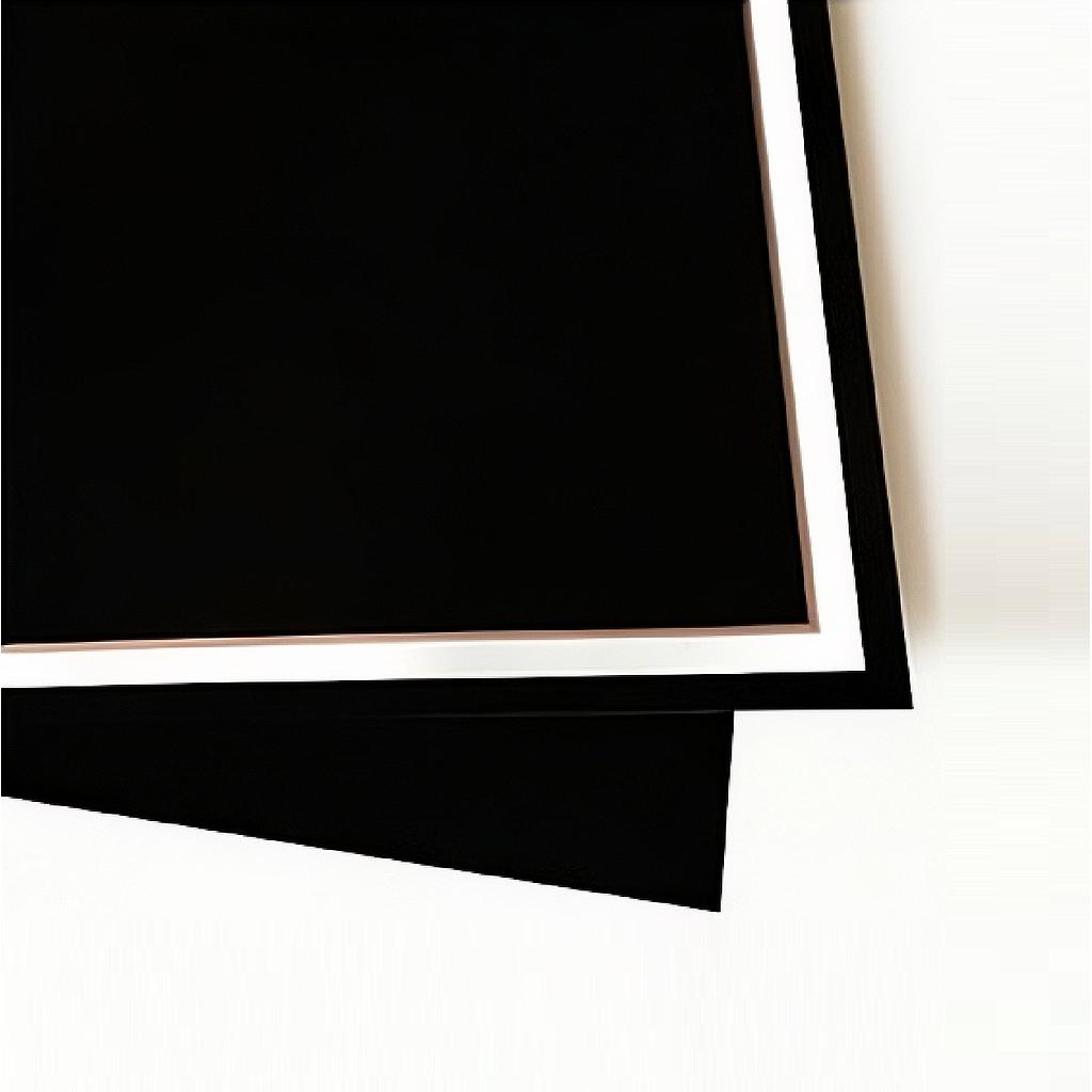 PAQUETE CON 20 PLIEGOS DE PAPEL COREANO IBI CRAFT, 57x57cm, 60µm, NEGRO C/BORDE BLANCO-NEGRO
