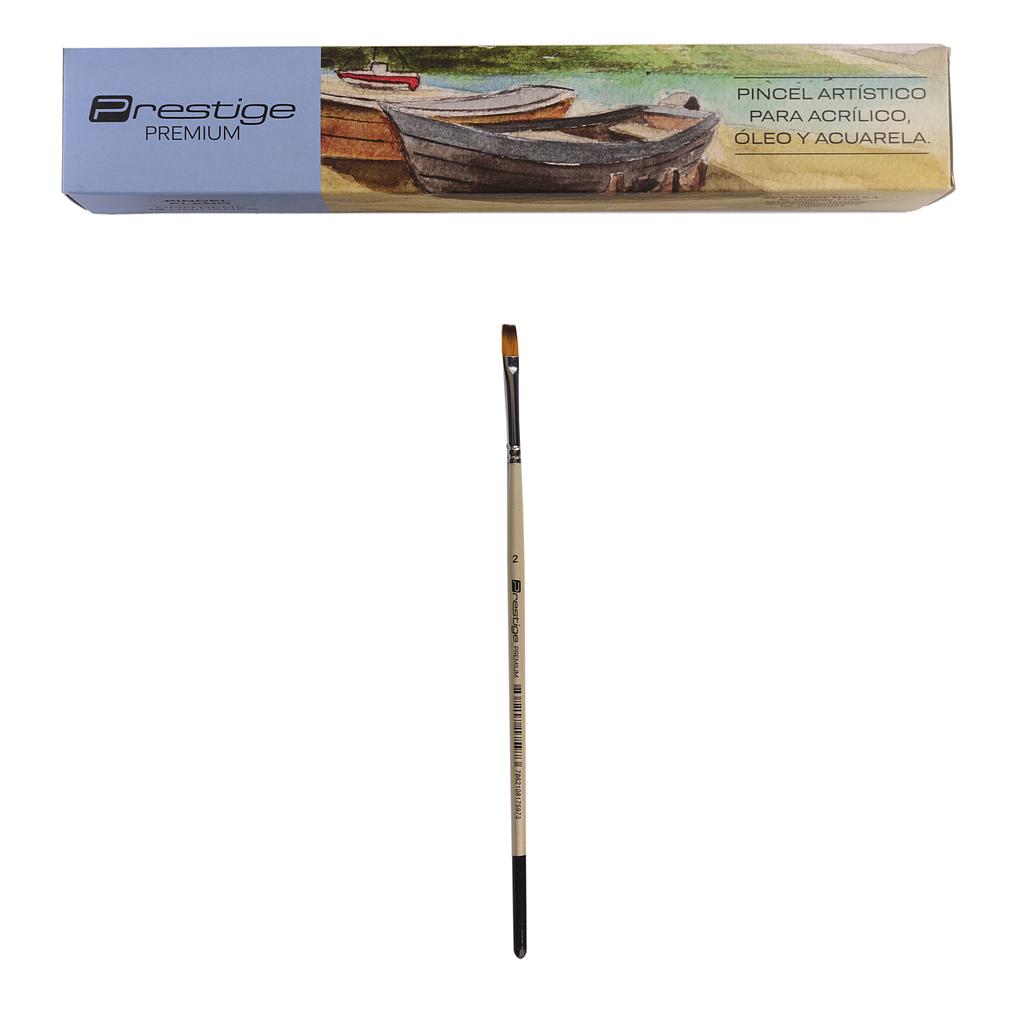 PINCEL ARTÍSTICO PRESTIGE "PREMIUM", SINTÉTICO, CABO CORTO, PTA. PLANA, #2