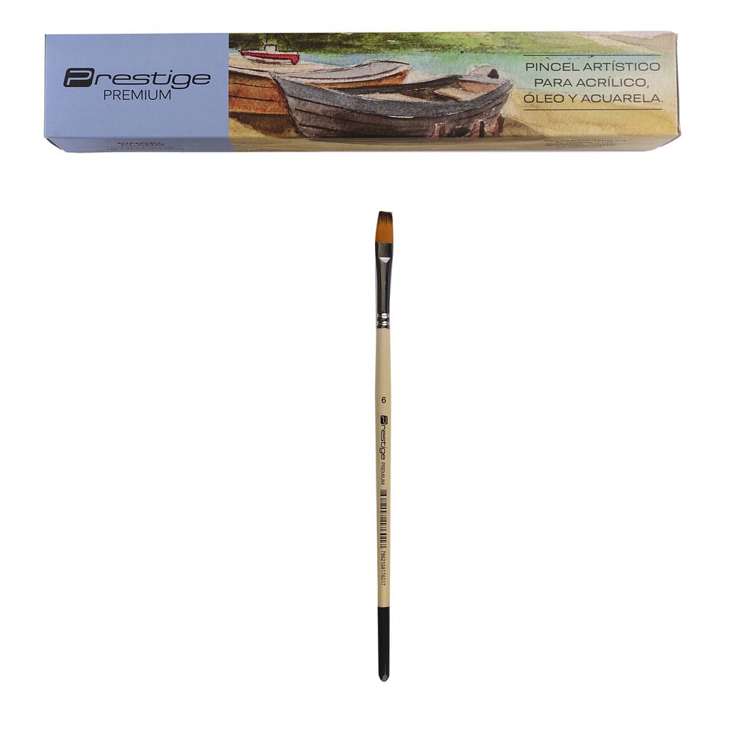 PINCEL ARTÍSTICO PRESTIGE "PREMIUM", SINTÉTICO, CABO CORTO, PTA. PLANA, #6