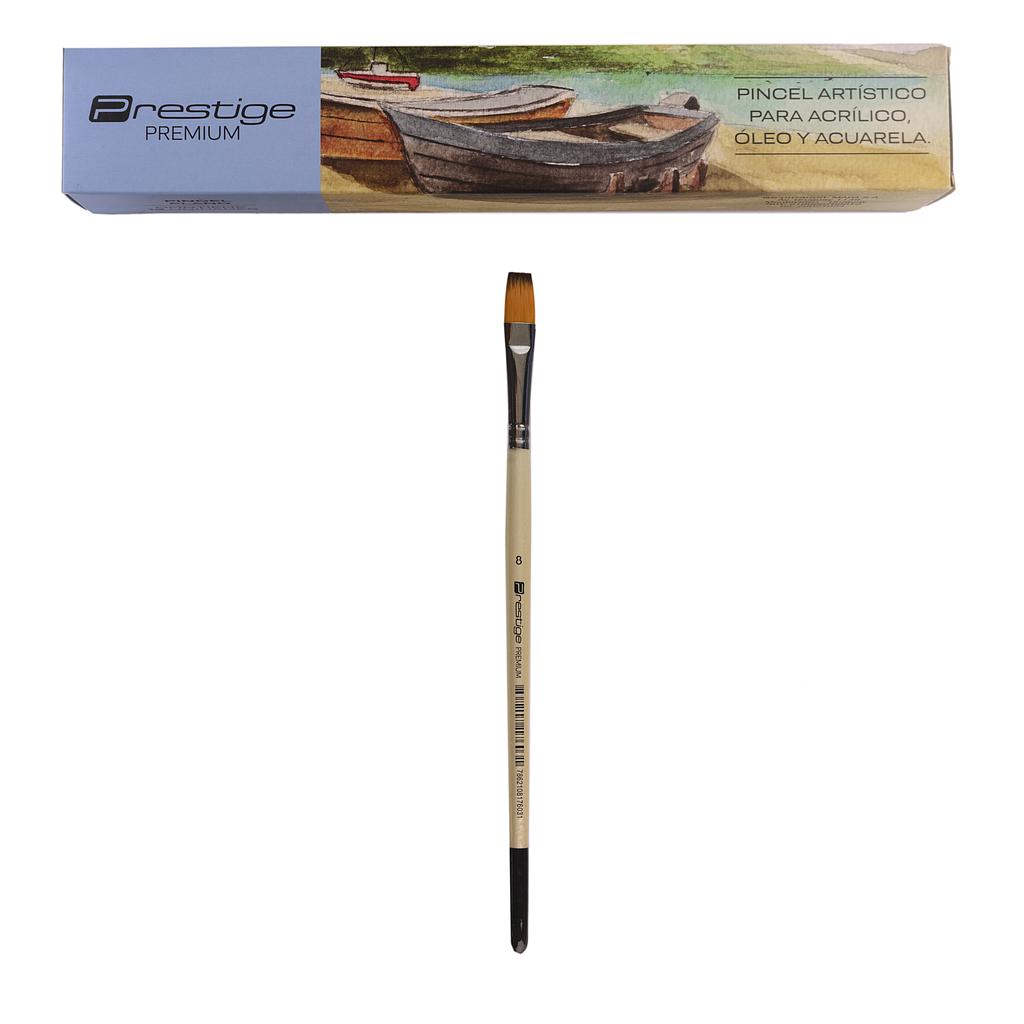 PINCEL ARTÍSTICO PRESTIGE "PREMIUM", SINTÉTICO, CABO CORTO, PTA. PLANA, #8