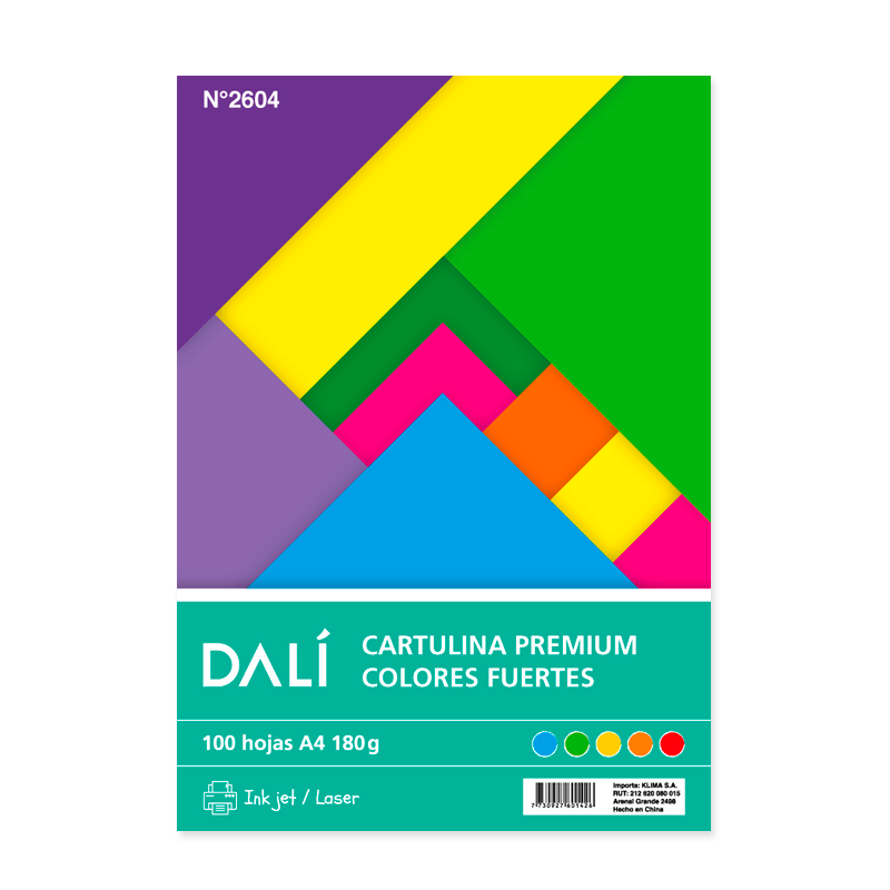 Cartulina Colores Fuertes A4 x100 DALI