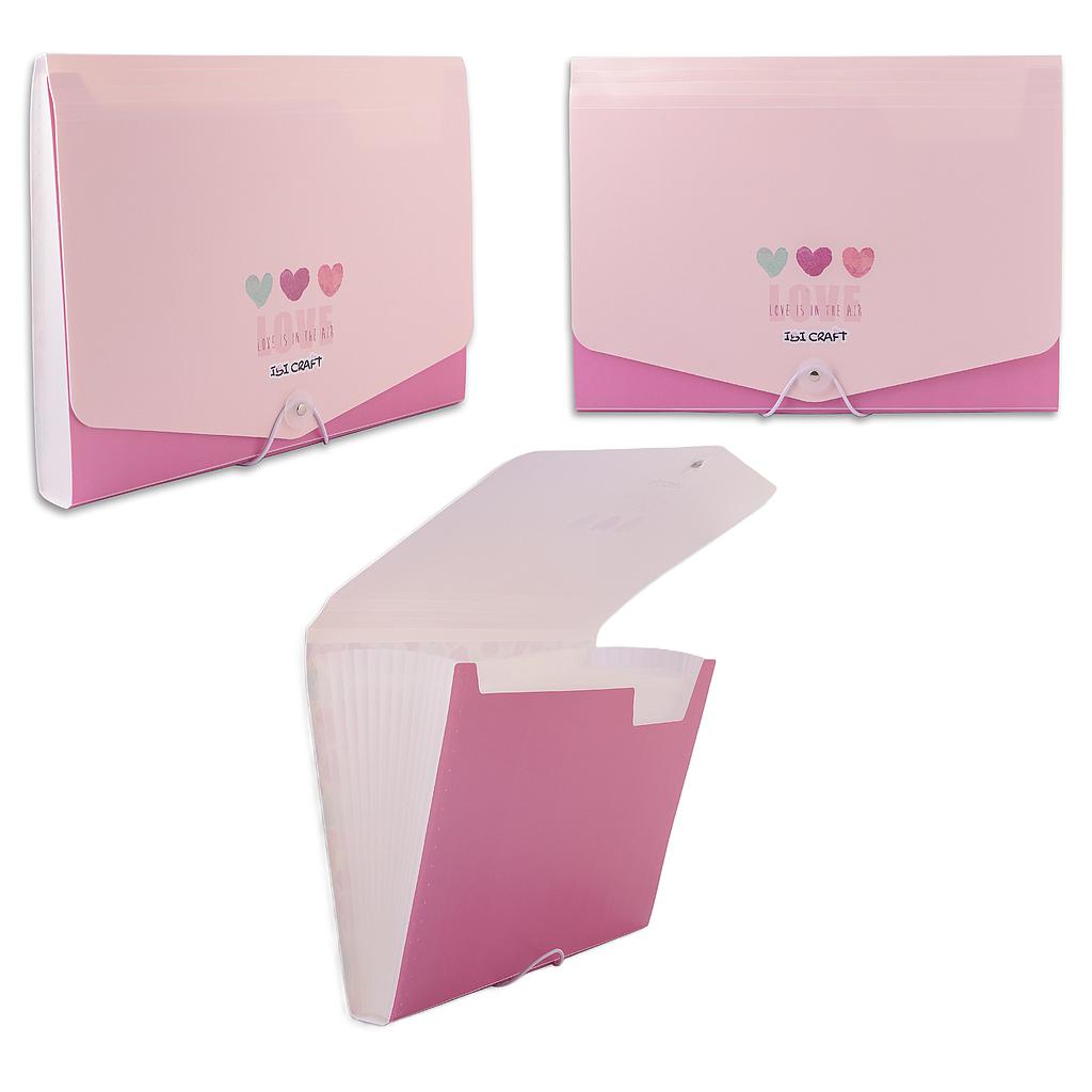 CARPETA IBI CRAFT PORTA DOCUMENTOS, C/13 DIVISIONES, 240x330mm, "LOVE IS IN THE AIR"