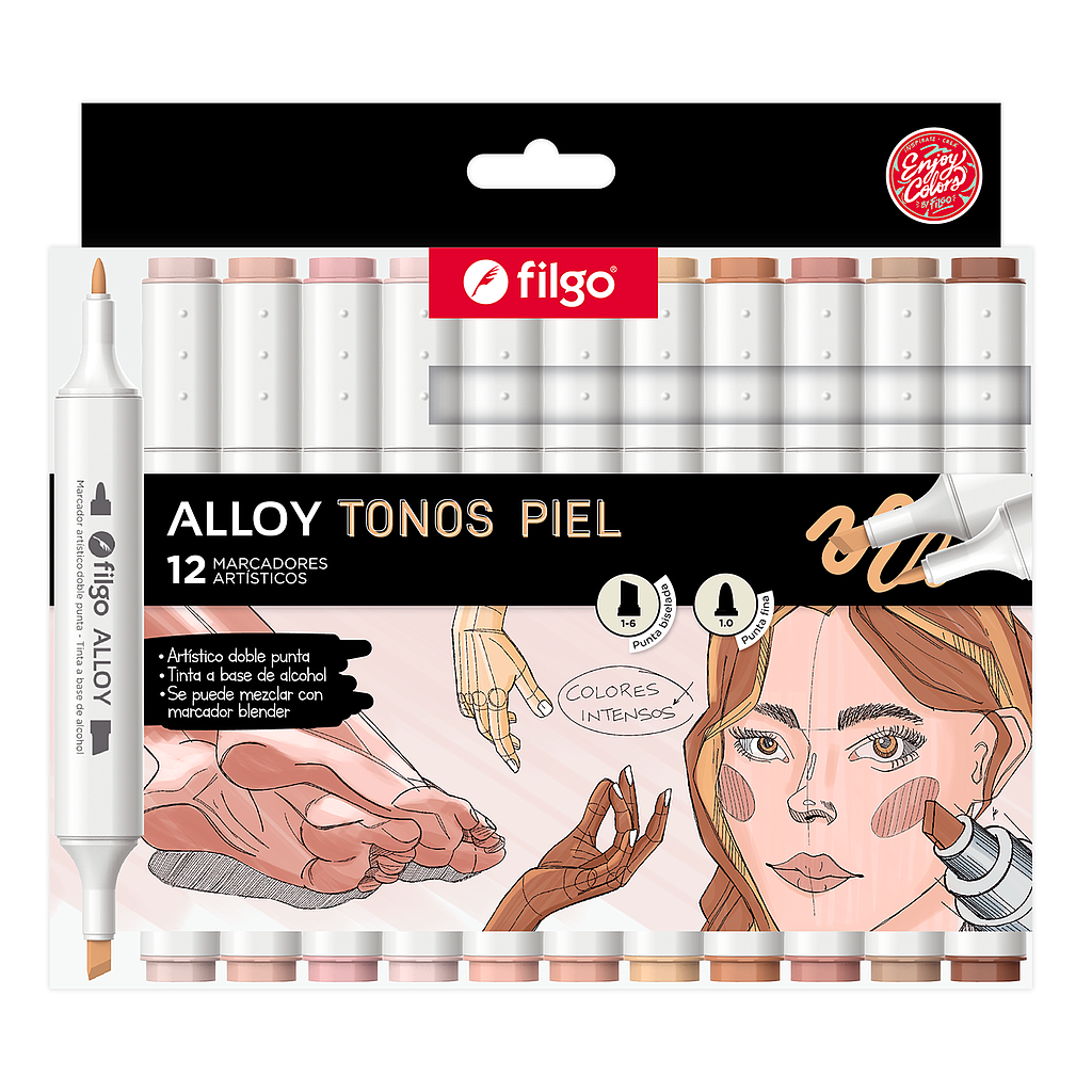 Marcadores Alloy Tonos Piel x12 Filgo