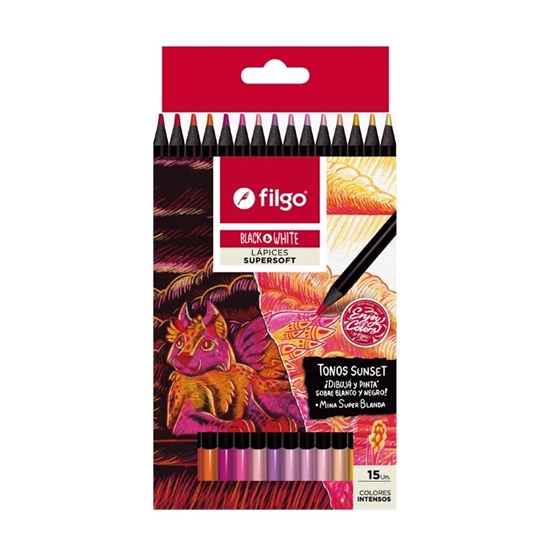 Filgo color resina black &amp; white - estuche 15 sunset