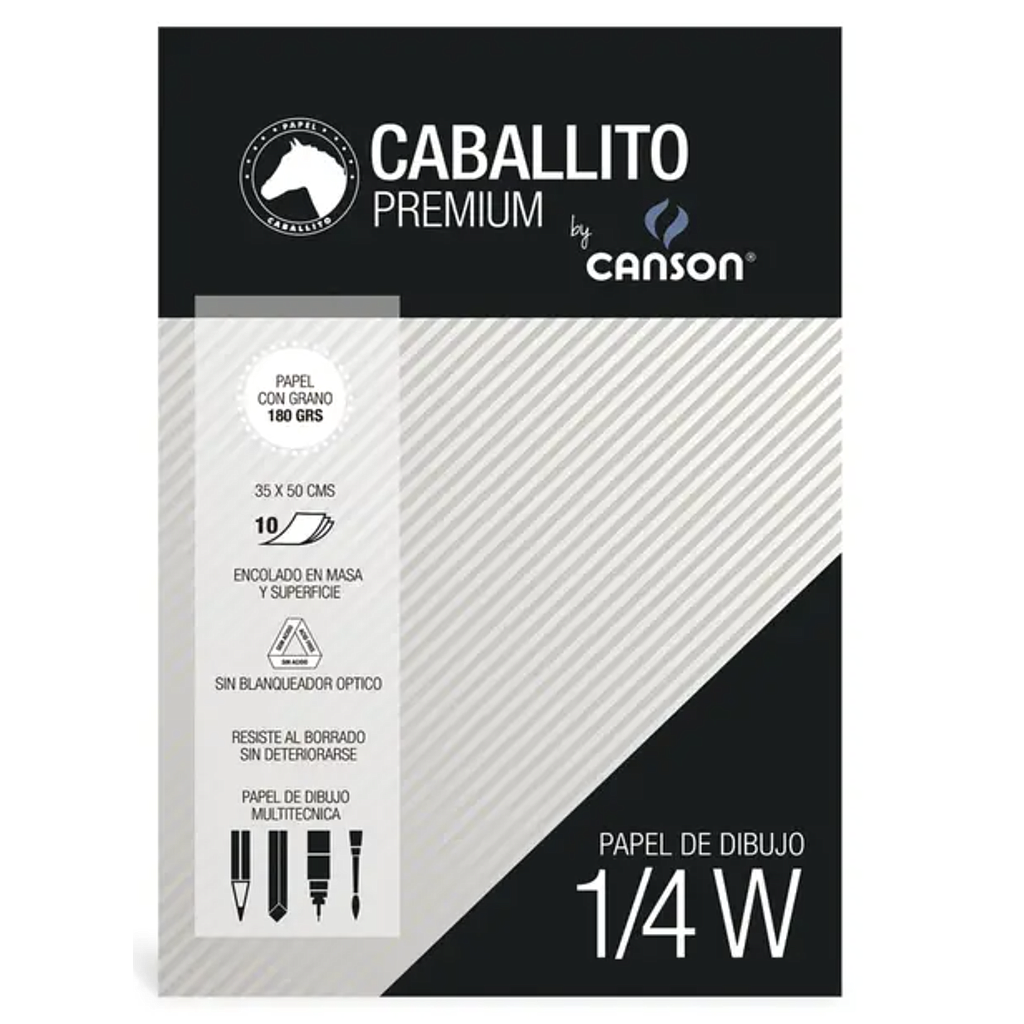 Block Caballito &amp; Canson 1/4 W 180 Grs 10 Hojas