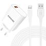 CARGADOR DE PARED QC 3.0 CARGA RAPIDA QUICK CHARGER + CABLE IPHONE LIGHTNING COMBO ESEEKGO QC-06